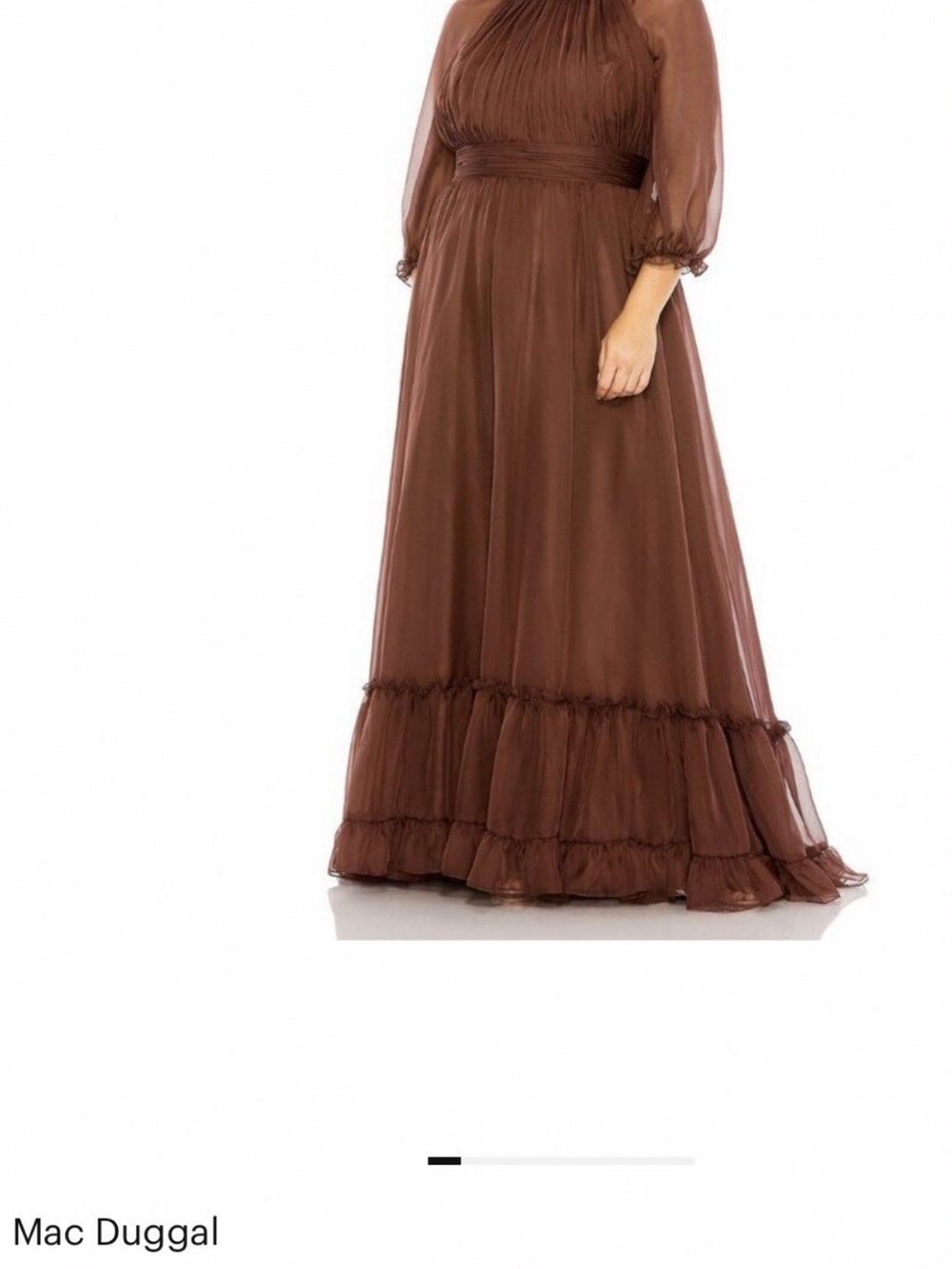 Mac Duggal Brown Sheer Chiffon Ruffled Maxi Skirt